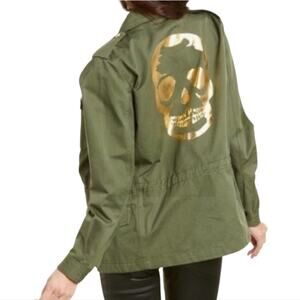 NEW Zadig & Voltaire Army Green Kayak Skull Utility Jacket Oversized Size S